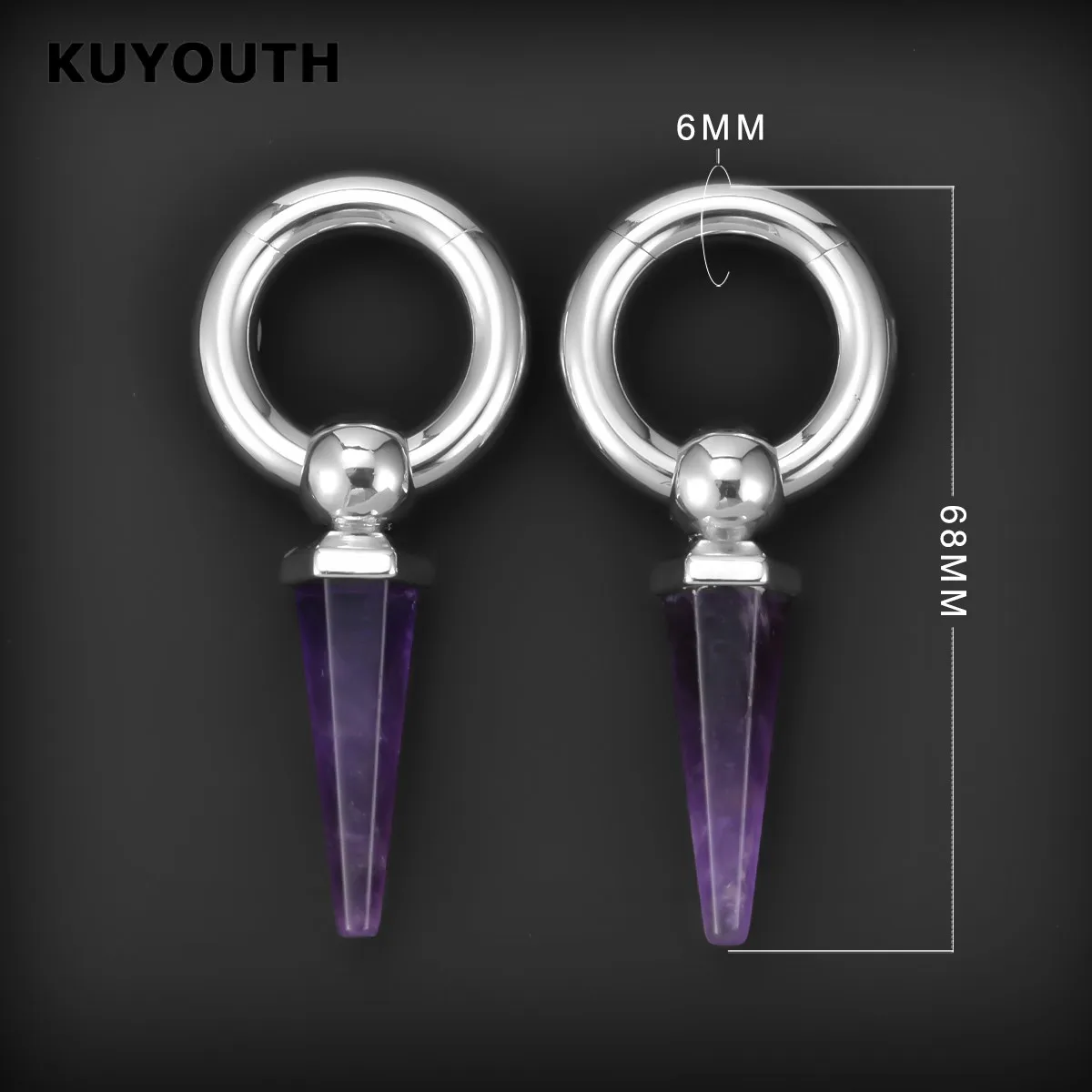 ​KUYOUTH Ear Weights Hangers Ears Expanders Stretched Gauges Stainless Steel Body Piercing Jewelry Earring 2PCS