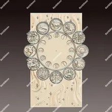 

Pattern Twelve Zodiac Wall Clock 3D STL Model for CNC Router Engraving & 3D Printing Relief Support ZBrush Artcam Aspire Cut3D