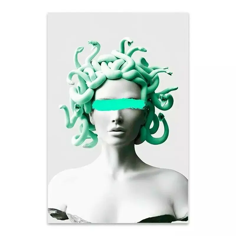 Medusa Face Sculpture Vaporwave Art Picture Print Silk Poster Home Wall Decor