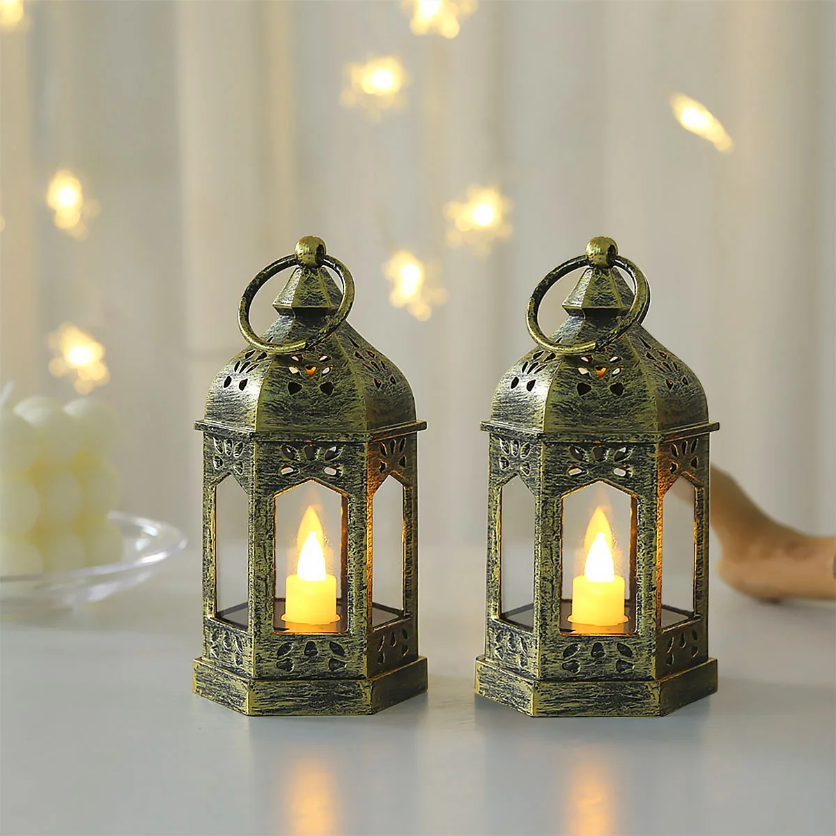 1pc-European retro plastic lamp creative electronic candle holder decoration ornament (excluding battery)