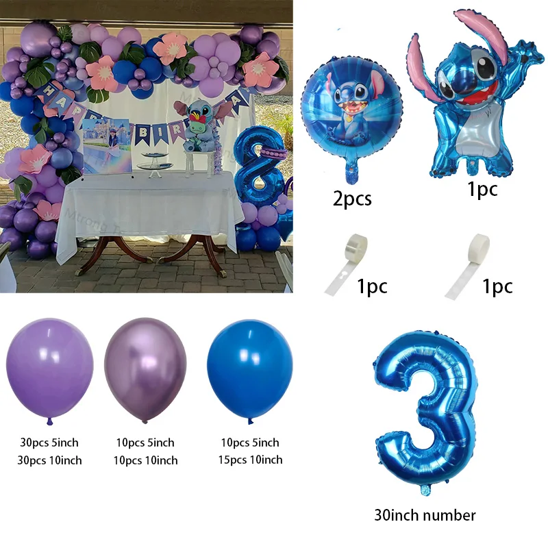 1set Lilo Stitch Arch Kit Garland Foil Helium Balloon Baby Shower Birthday  Theme Party Decorations Inflatable