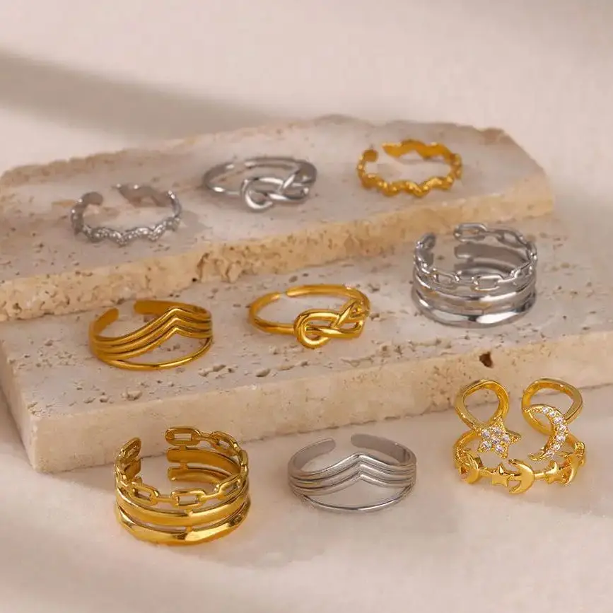 Stainless Steel Ring Adjustable Gold Color