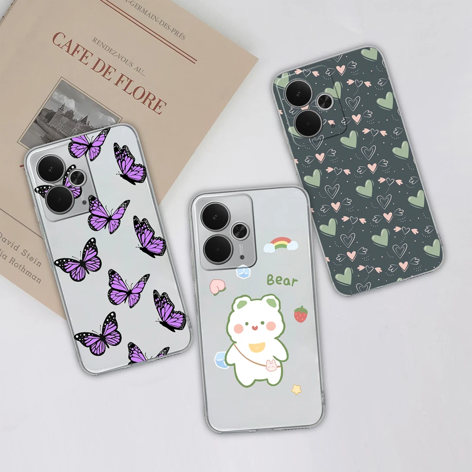 Chic Transparent TPU Silicone Phone Case with Lovely Design Patterns