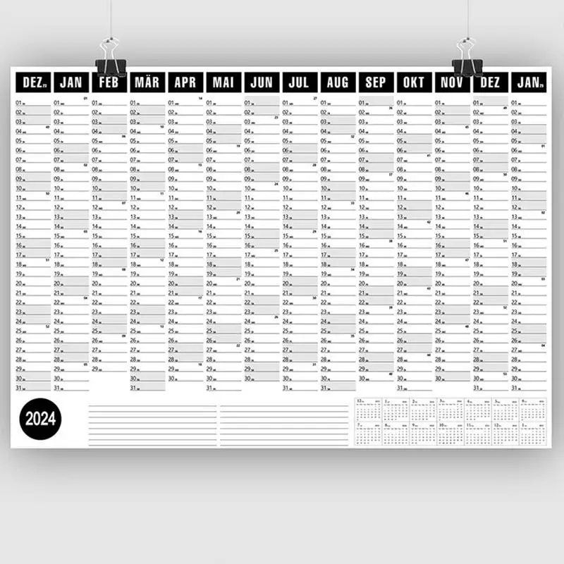 2024 Yearly Wall Calendars 365 To Do Calendar Planner Poster Year-Round 2024 Calendars From Jan. To Dec. Large 365 Poster