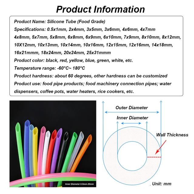 6X8mm Farbige silikon schlauch lebensmittel grade sichere hohe
