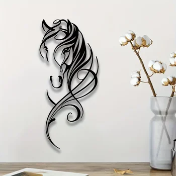 Abstract Horse Metal Wall Art – One-Piece Vintage Hanging Sign for Modern Home or Office Décor 1