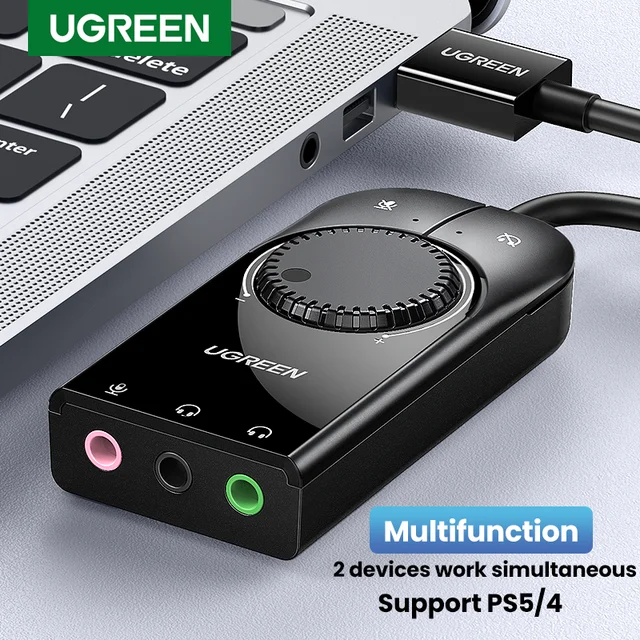 Ugreen USB to 3.5mm Audio Jack USB A Sound Card Adapter