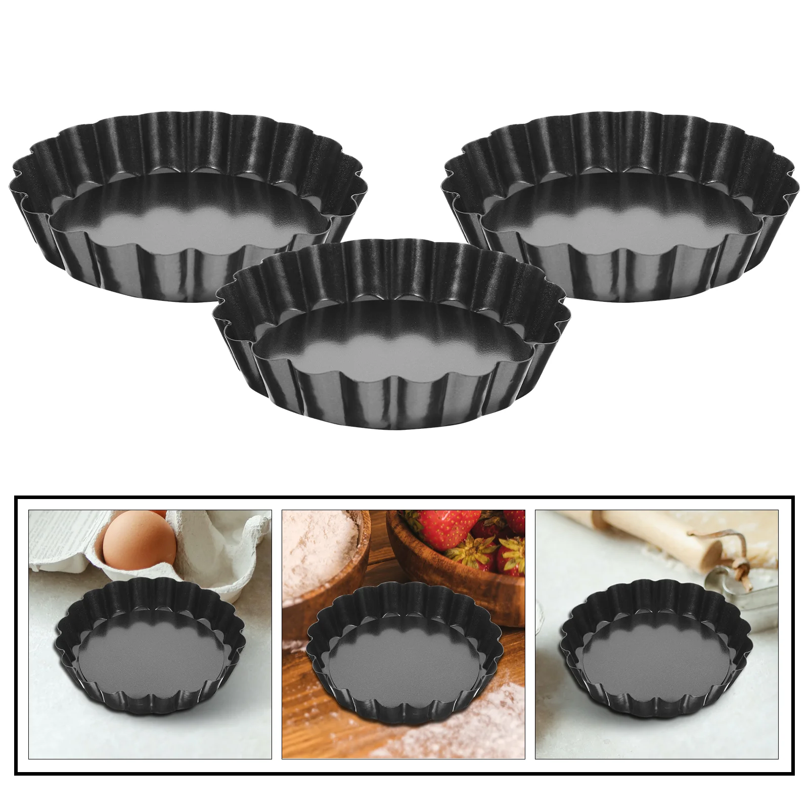 

Mini Tart Pans With Removable Bottom Mousse Cakes Dessert Baking Molds Bottom Fluted Heavy Duty Kitchen Baking Tool
