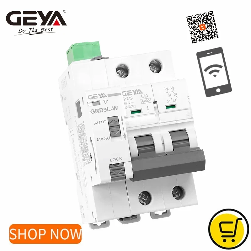 GEYA-Interruptor de circuito con Control remoto, dispositivo inalámbrico y automático, GRD9L-W, 2P, MCB, 6KA