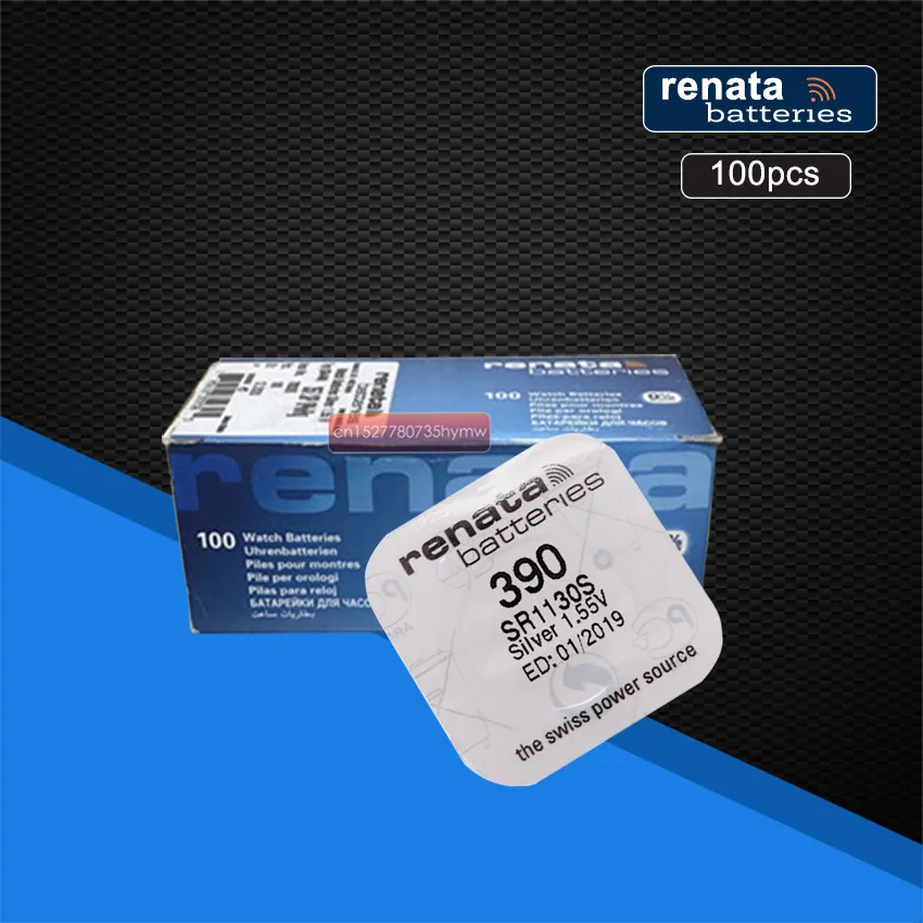 Renata 100 팩 산화은 시계 배터리, 390 SR1130SW 1130 1.55V 100% 오리지널 브랜드 renata ...