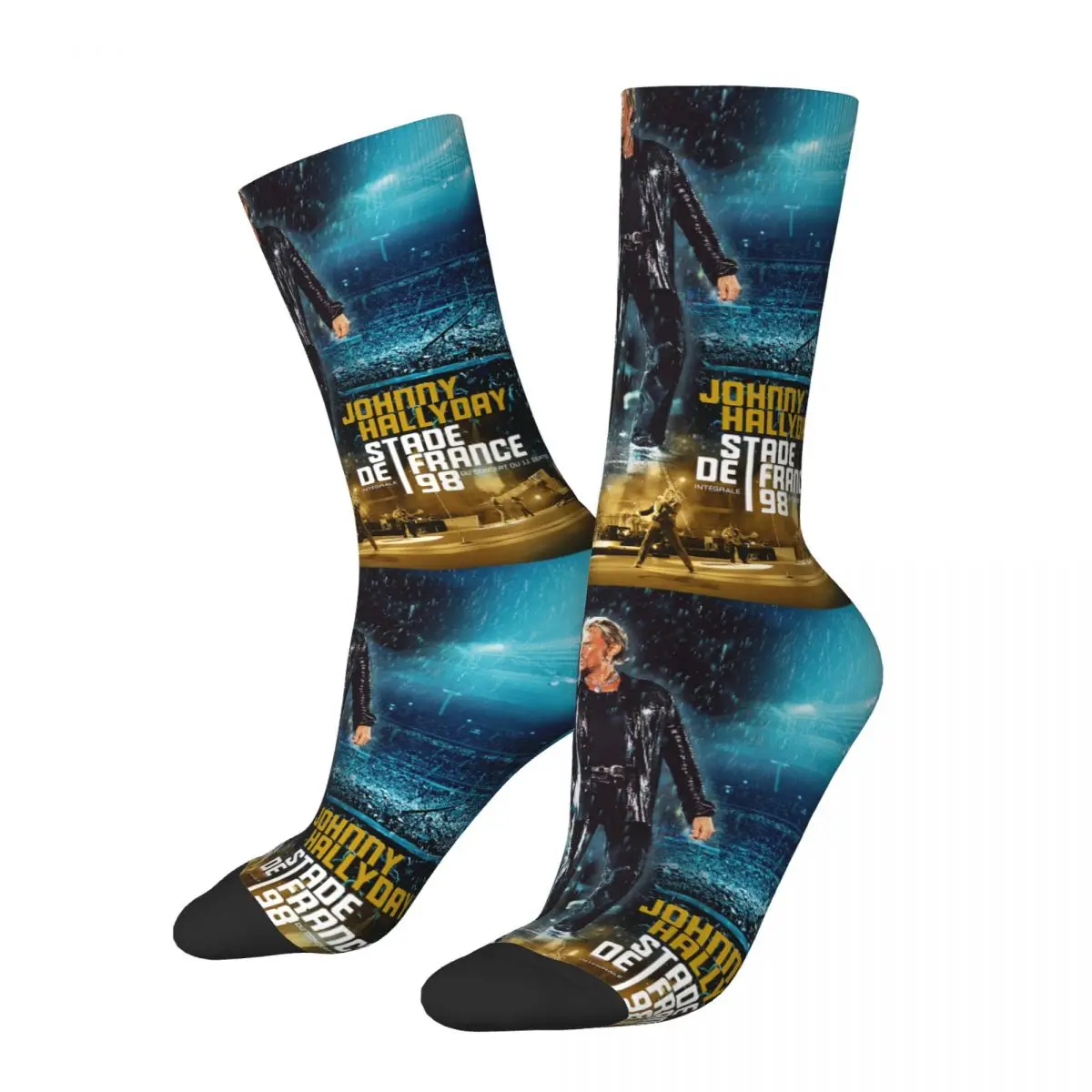 

Cool Johnny Hallyday Basketball Socks Music Polyester Crew Socks for Women Men