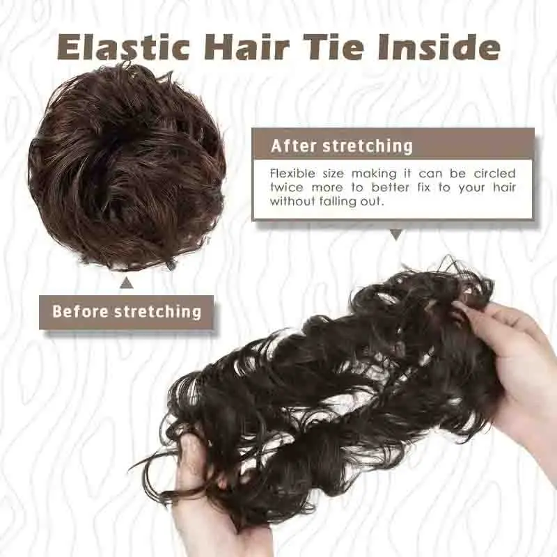 Short Curly Human Hair Buns Messy Bun Hair Pieces for Women Ponytail Extension Braid Ball Head Donuts Accessory Band