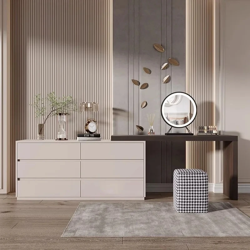 

Bedroom Luxury Dressing Table Woman Mirror Chair Charm Multifunctional Dressing Table Organizers Storage Furniture Makeup