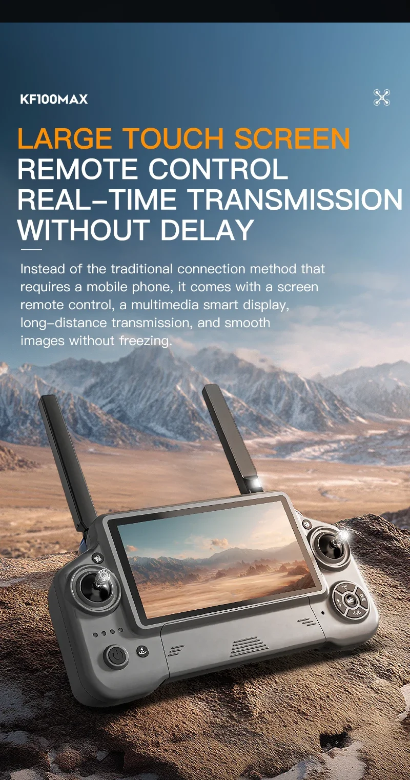 KF100 MAX Drone with 4K Camera 3-Axis Gimbal WiFi Obstacle Avoidance GPS Touch Screen FPV Brushless EIS Electronic Toy