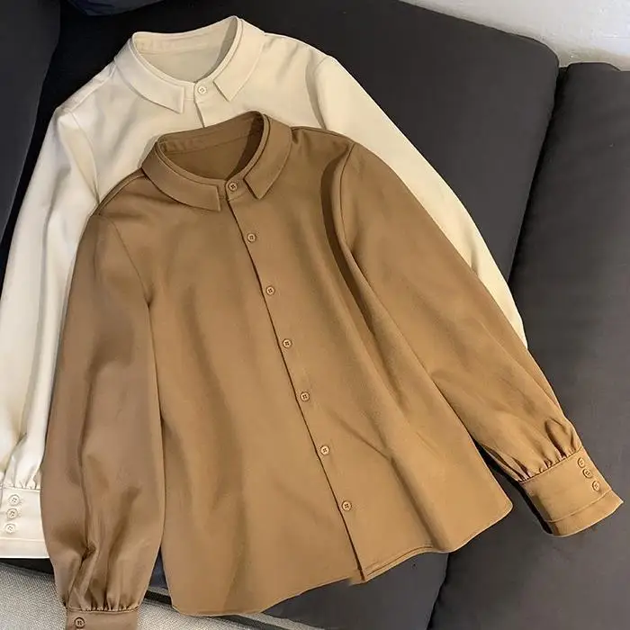 Unten Cordhemd für Damen im Herbst und Winter, dickes Hemd, französisches Design, schickes Oberteil – Detail 1