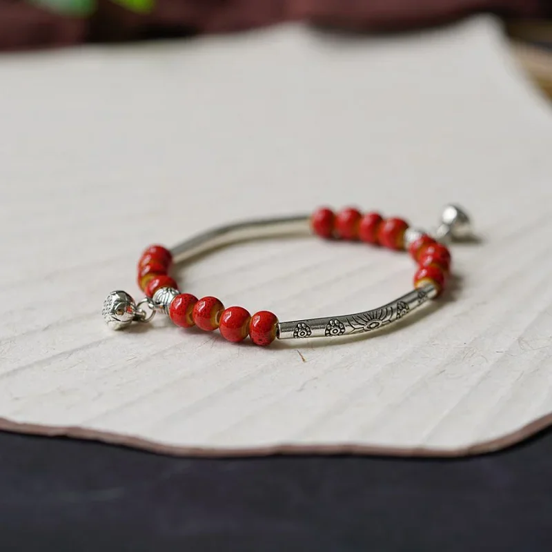 

Элегантный новый творческий керамический браслет ручной работы в этническом стиле, литературные и свежие женские браслеты, ювелирные изделия