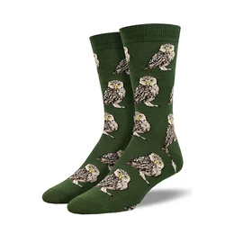 Whimsical Animal Design Unisex Cotton Socks - Fun & Creative Fashion Socks - One Size (Green Owl)