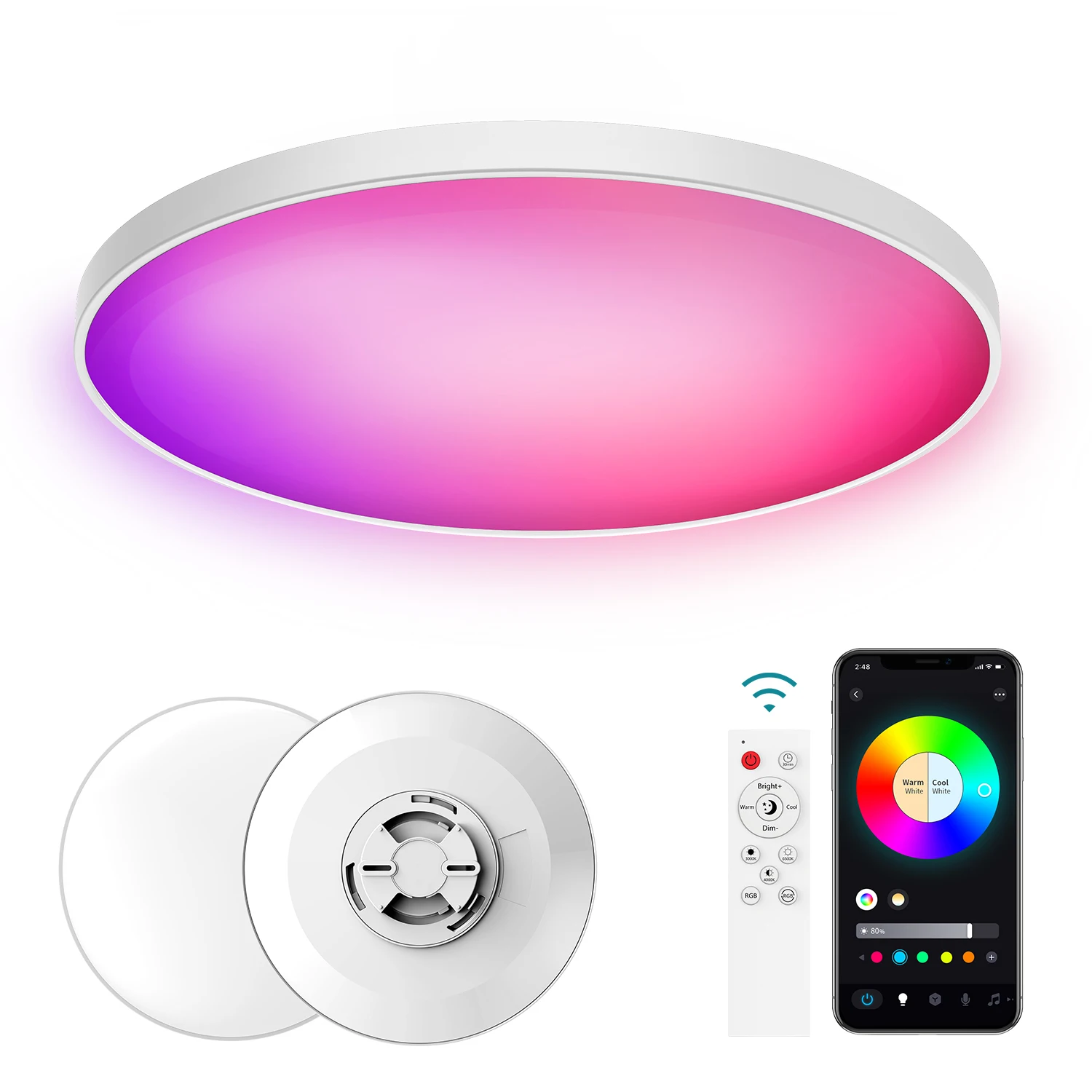 LED Smart Ceiling Light WiFi Control Remote Control RGB Warm White Cold White Panel Light Indoor For Living room decorati ceiling lamps smart home remote control
