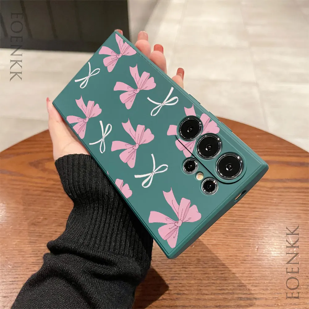 Black Pink Bowknot Silicone Case For Samsung Galaxy S25 S24 S23 S22 S21 A25 A32 A33 A72 A73 Note 10 20 Ultra Plus FE 5G  Cover — view 5