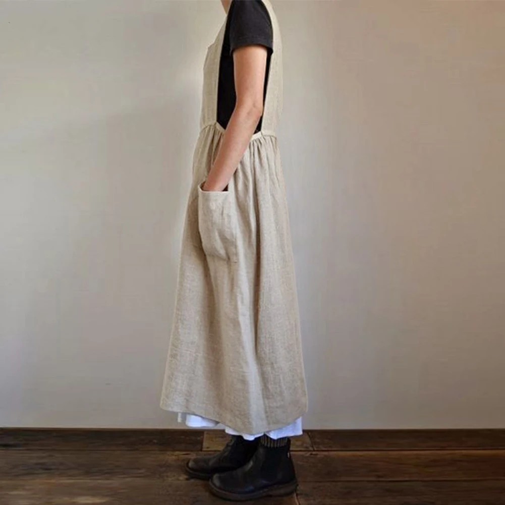 

Women Straps Dresses Summer Dress Ladies Dress Plus SizeCotton Linen Women Tank Vestidos Sleeveless Robe Dress Pockets Clothes