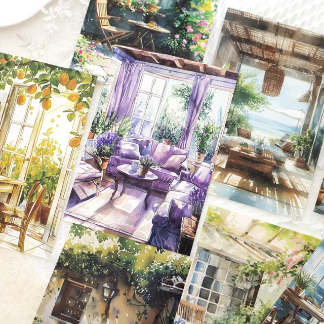5 Styles, 30 Sheets Each, Window Side Daily Life Landscape Card Paper, DIY Handmade Decorative Material Paper 2