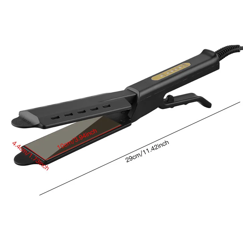 Wide Plate Flat Iron Professional Titanium Alloy Hair Straightener Temperature Adjustable Straightening Venting Styling Tool 5