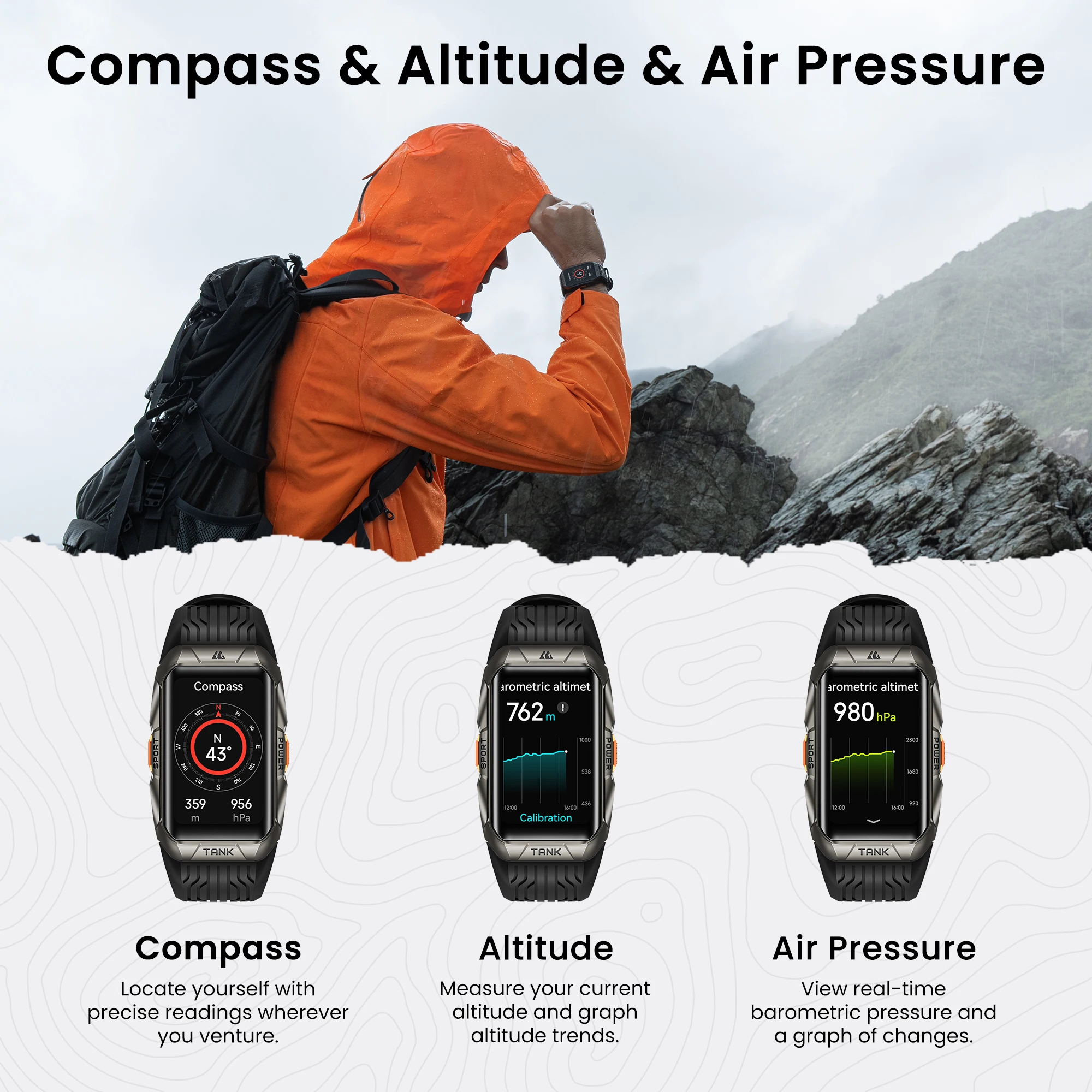 2025 KOSPET TANK X2 Ultra Smart Watch For Men 3D Curved Screen Compass Altimeter Barometric IP69K 5ATM Waterproof 1.64'' AMOLED 5