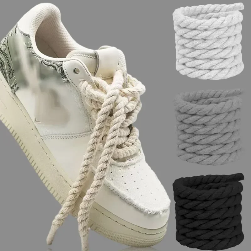 Fashion Cotton Linen Twist Weave Shoelaces Solid Color Rope Shoe Laces High Quality Women Men Sneakers Canvas Shoes Lace Strings