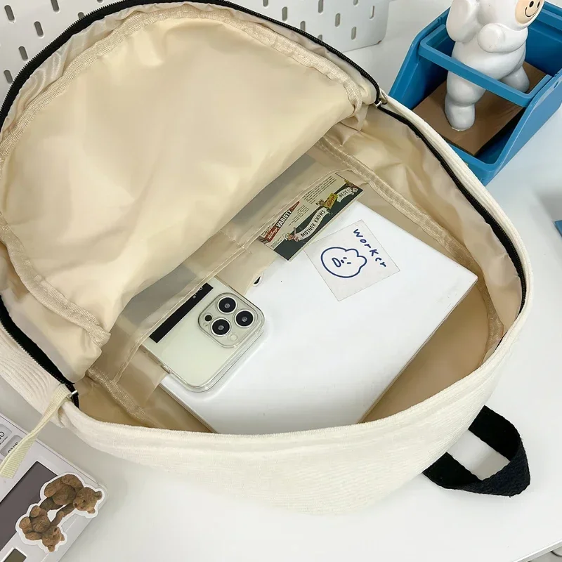 Cute Bowknot Aesthetic Backpacks Lightweight School Bookbags Students Sweet Rucksack for Girls Women's Corduroy College Mochilas