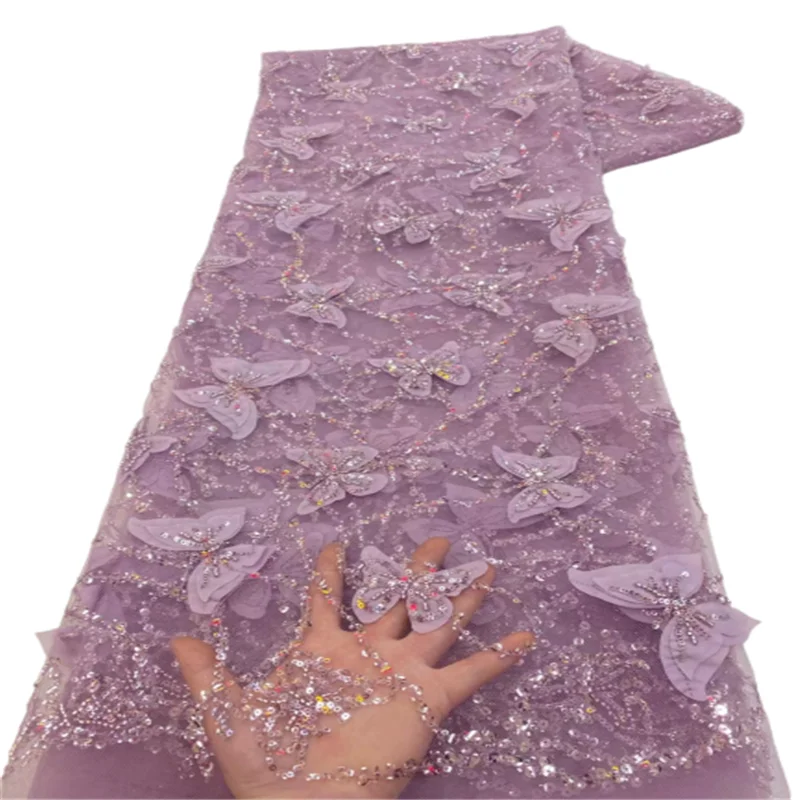 

Sequins Tulle Lace Onion African Sequence Lace Fabric With Heavy Beads High Quality Nigerian French Mesh Net Lace Fabric X99-4