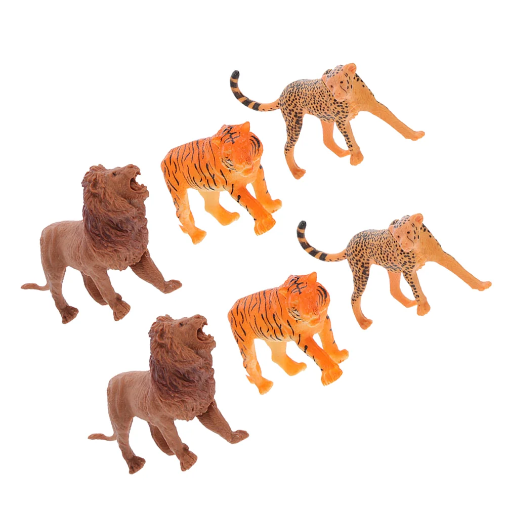 

6 Pcs Cake Decoration Fake Animal Figurines Topper Toppers Kids Toy Desk Miniature Cute Hat Small Party Supplies