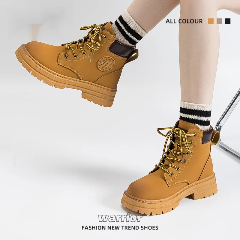Return Martin Couple Style 2023 Autumn New Mountaineering Yellow Thick Sole Versatile English Short Boots_voghion.com