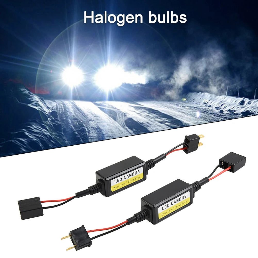 

2pcs H7 Headlight LED Canbus Decoder Canceller Error Free Resistor Anti Flicker Headlight Fog Light Halogen Bulb DC 9V-16V Plug