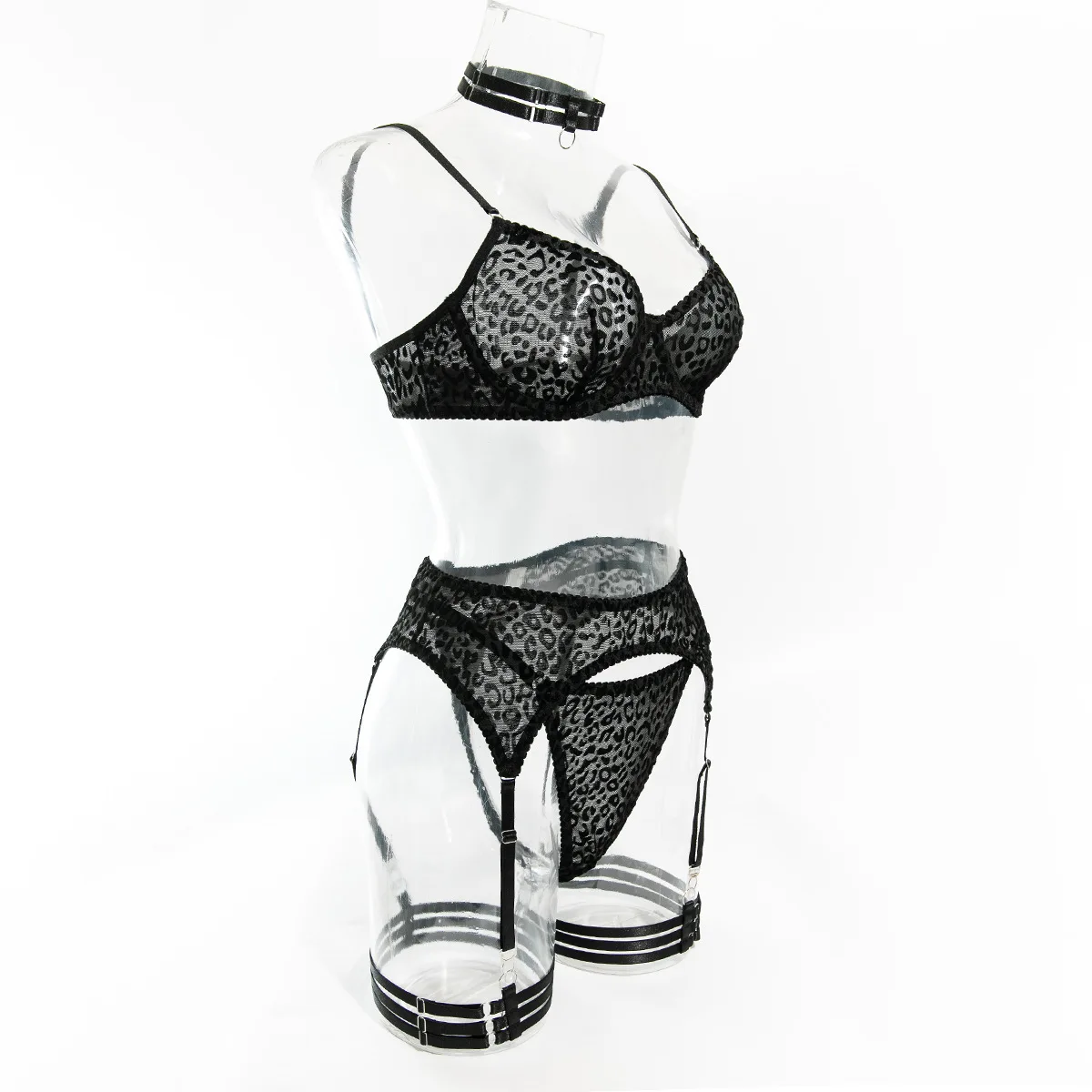 leopard print lingerie set front view