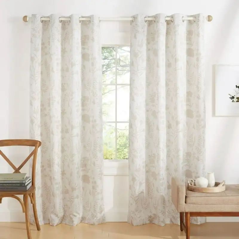 

Floral Light Filtering Grommet Top Curtain Panel Pair, 54
