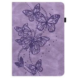 Elegant Floral Butterfly Tablet Case for 11-Inch Devices - Premium PU TPU Protective Cover with Card Holder + Bonus Gift (Purple HD bx)