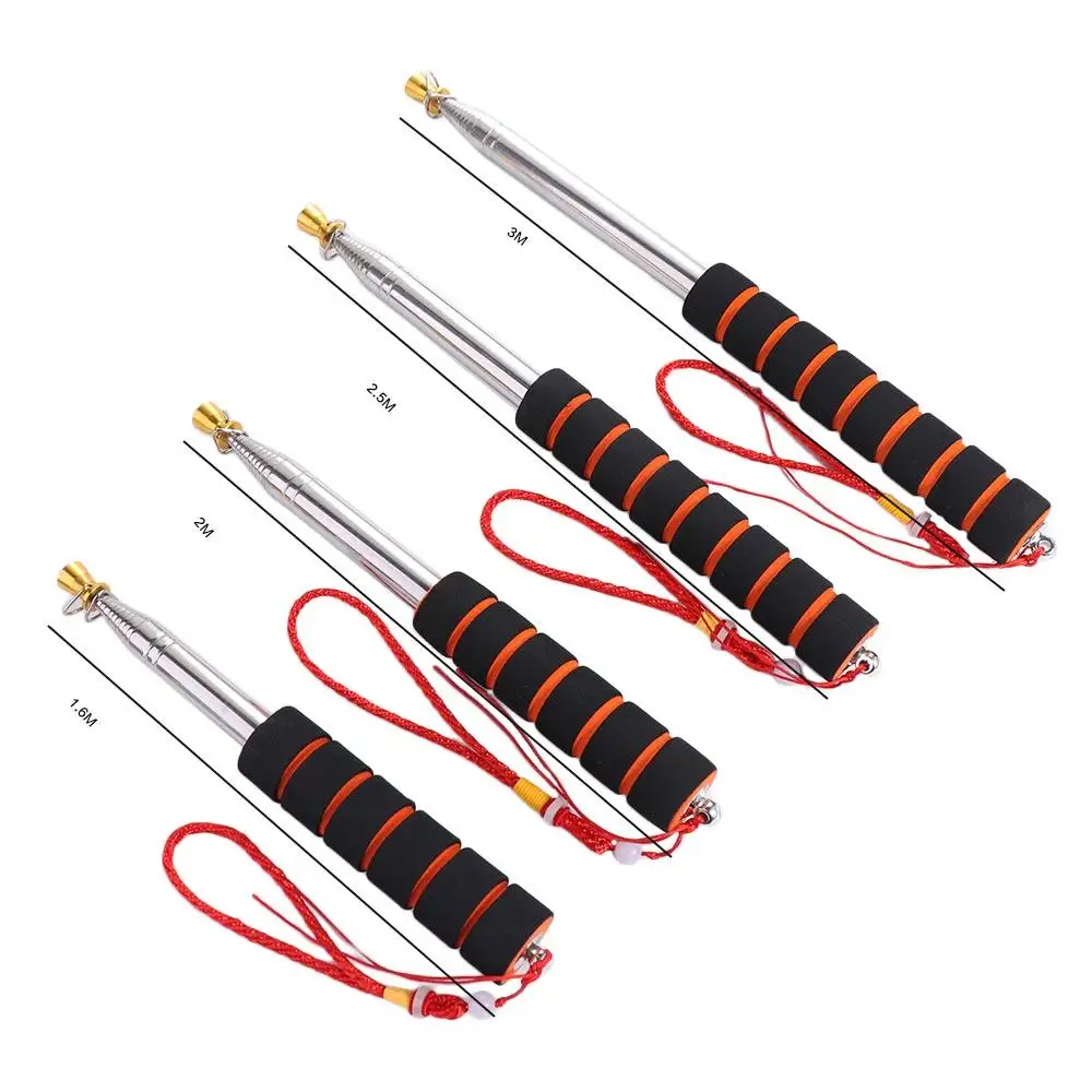 Waving Stainless Steel Pole Flag Sponge Handle Portable Flag Pole Banner Handheld Telescopic 160/200/300CM