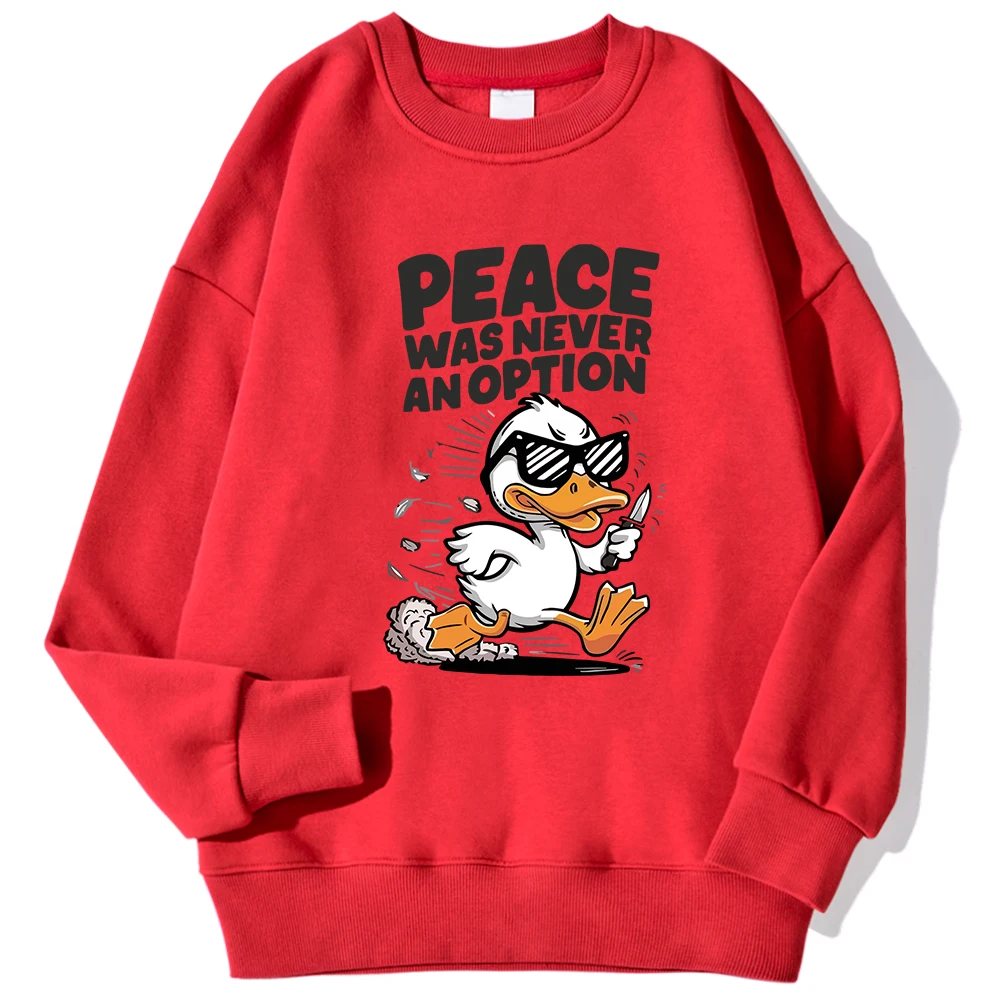Peace Was Never On Option Hoodies Men's Hip Hop Fleece Hoodie Autumn Crewneck Hoody Fashion Casual Pullover Tops