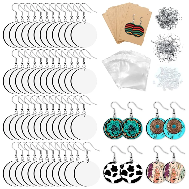 

60Pcs Sublimation Earrings Blank, Sublimation Printing Earrings Unfinished Heat Earring Pendant For DIY