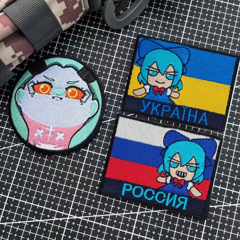 Russisches Mädchen bestickte Aufnäher für Kleidung, ukrainische Moralabzeichen, Rucksack, taktische militärische Haken- und Schlaufenaufkleber, Cobra-Armband