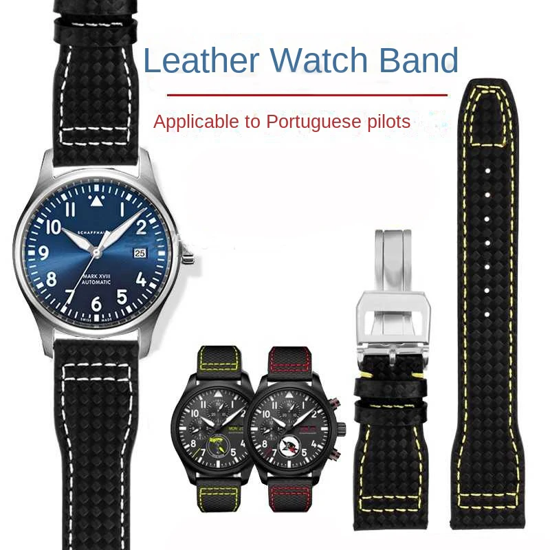 Per Iwc Pilot Mark Little Prince Iwc Cinturino In Vera Pelle Portoghese Cinturino In Fibra Di Carbonio Modello Cinturino 20Mm 21Mm 22Mm