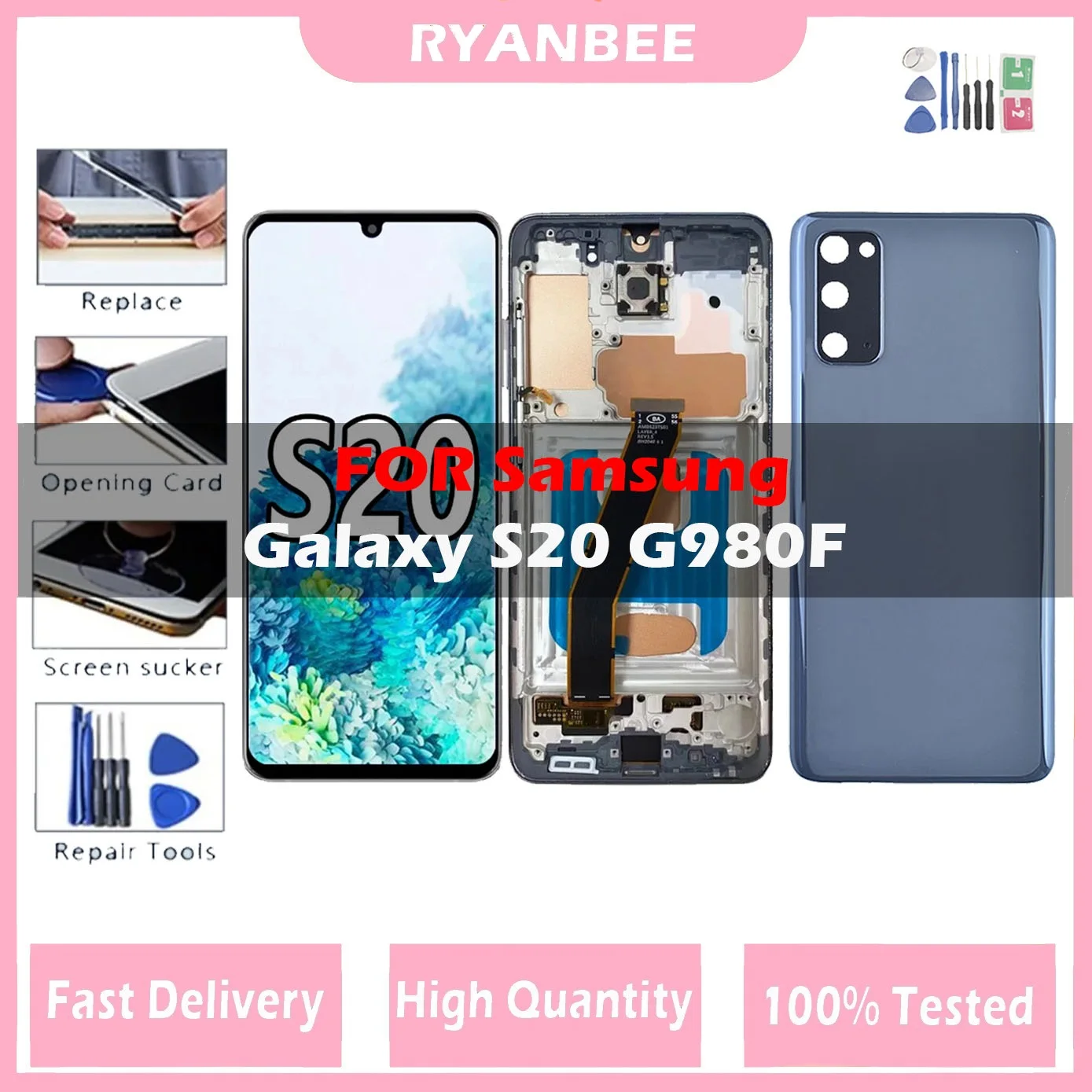 

TFT LCD For Samsung Galaxy S20 LCD Display Touch Screen Digitizer For Galaxy S20 SM-G980 G980F/DS Screen With Back Cover