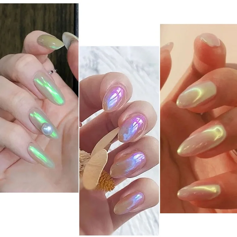 Moonlight Mirror Nails Powder Metallic Chrome Effect Pigments Gel Polish Laser Dust Glitter Aurora Shiny Pearl Nail Manicure Dec