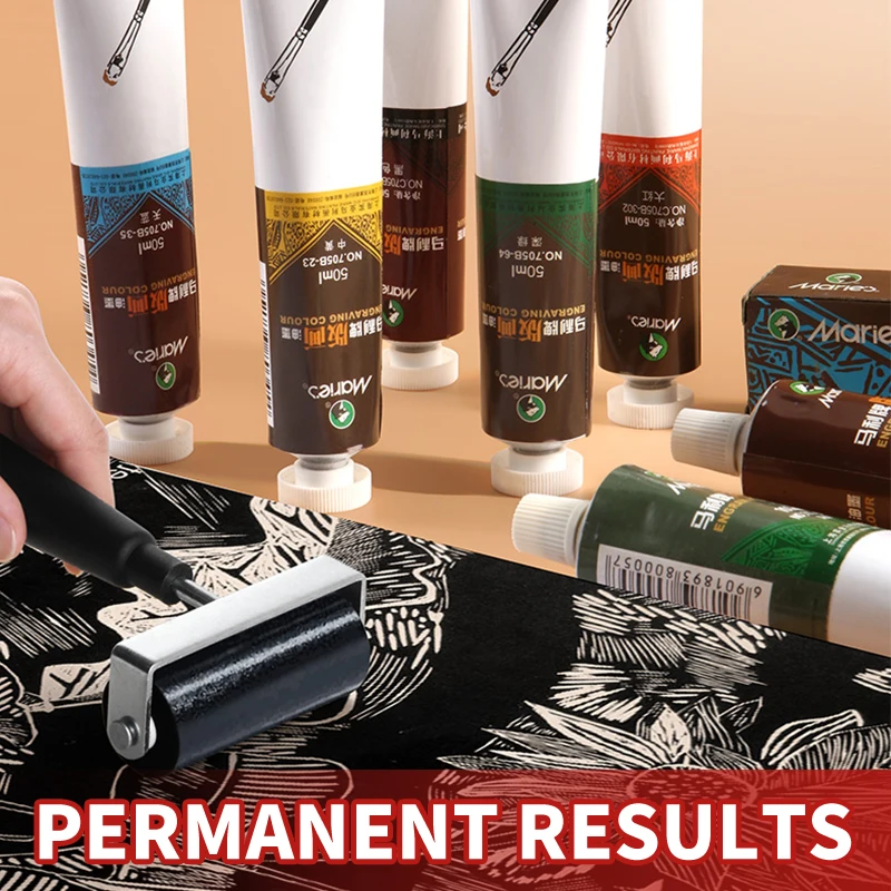 Marie's 6 Colors 50ml/1.69 oz Printmaking Inks,Oil-Based Printing Paint Linoleum Blocks on Paper Glue Board Wood,Wall for Adults 4