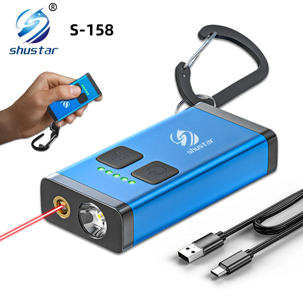 Rechargeable Mini Flashlight Laser Pointer with Power Display 3 Lighting Modes Suitable for Cat Play,doctor, Camping, Etc. charging torch