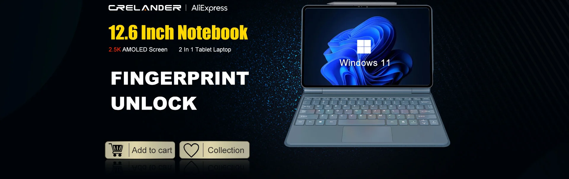S5fa9677acdbf4cb9b44850e854e95bdcS CRELANDER Laptop 15.6 Inch 12GB 16GB RAM Intel Celeron N5095 Windows 11 Backlit Keyboard Fingerprint Unlock Notebook Computer
