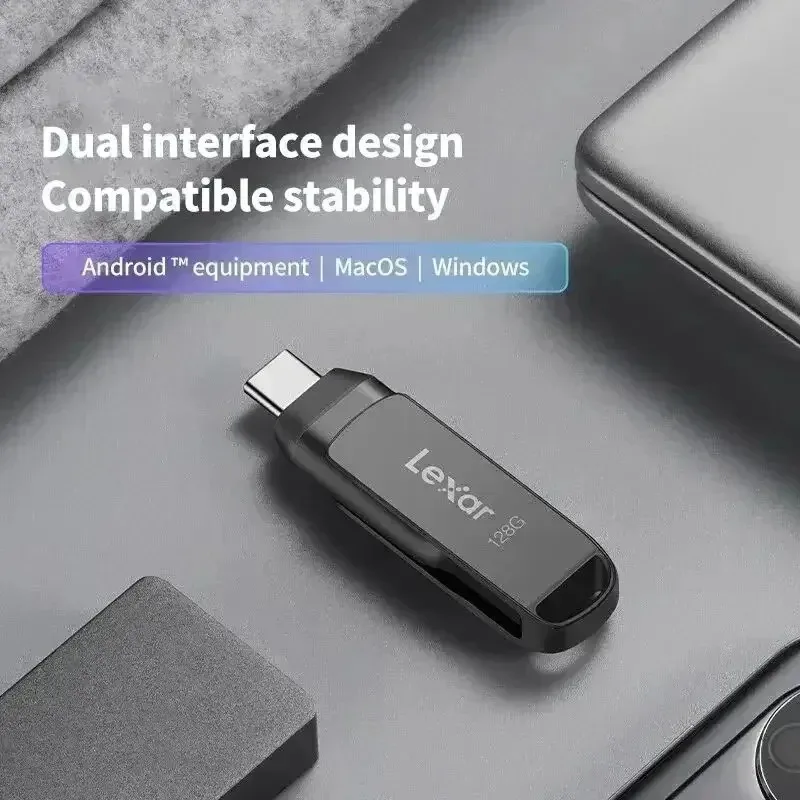 렉사 듀얼 드라이브 D400 USB 3.2 타입-C 타입-A 플래시 드라이브 (PC용, 메탈 하우징, 저장 용량 확장, 점프 드라이브, 렉사)