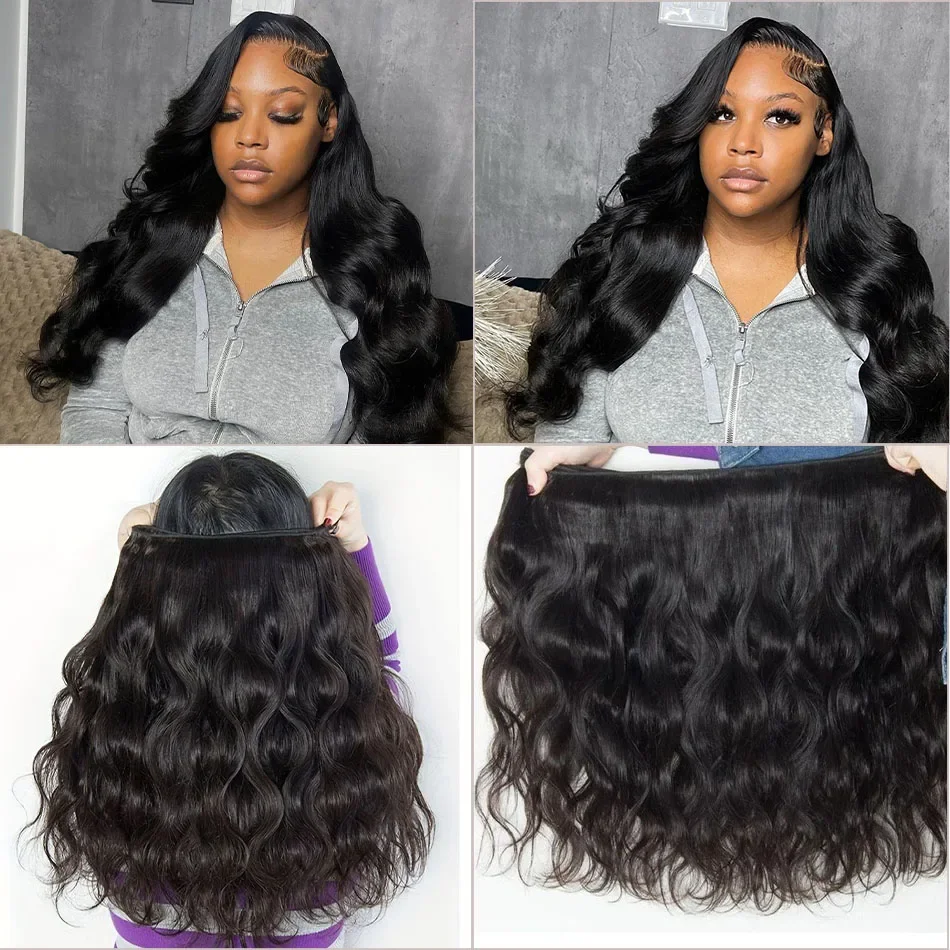 Human Hair Extensions 30 36 Inch Body Wave 2 3 4 Bundles Indian Unprocessed Virgin Double Drawn Wavys