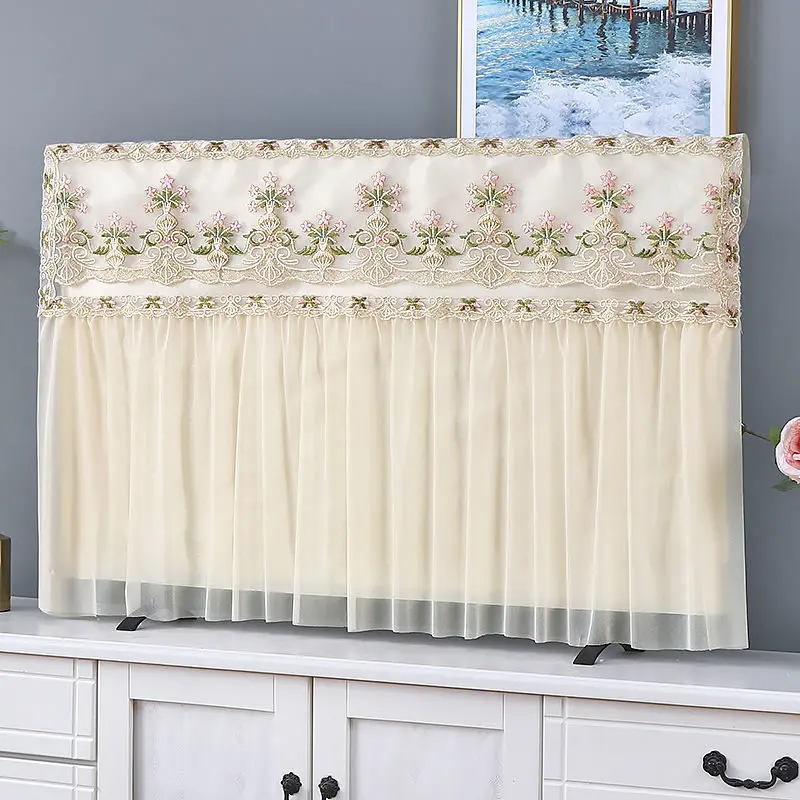 GoodTop TV Cover 55 Inch Lace Hanging Vertical TV Dust Cover Flat