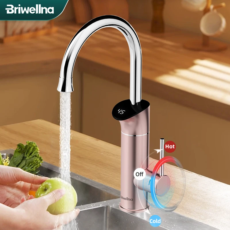 Briwellna 220v Instantânea Aquecedor de Água Elétrico Torneira da Cozinha em com Display Digital Misturador da Cozinha Fluindo Aquecedor de Água